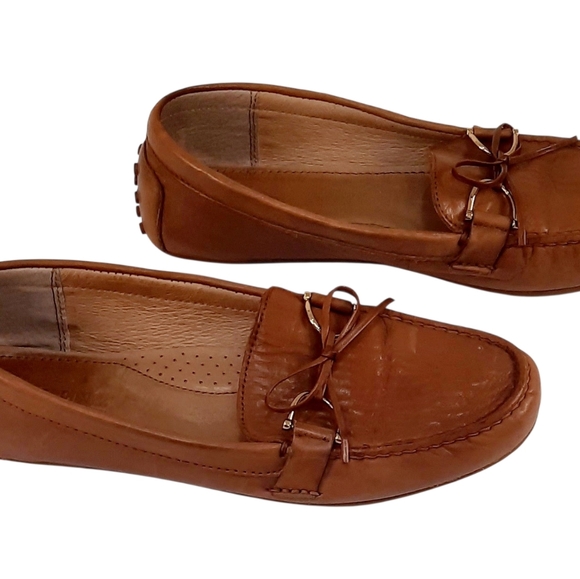 LAUREN Ralph Lauren Briley Moccasin Loafers In Deep Saddle Tan Leather. Size 10B - Picture 4 of 5